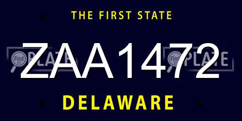 ZAA1472 Delaware License Plate