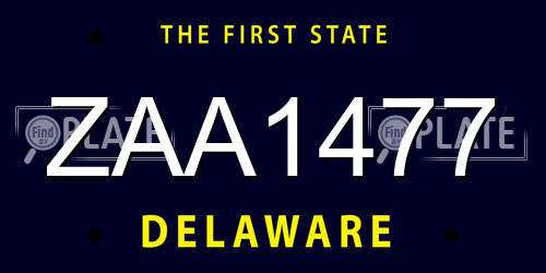 ZAA1477 Delaware License Plate