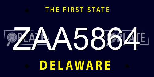 ZAA5864 Delaware License Plate