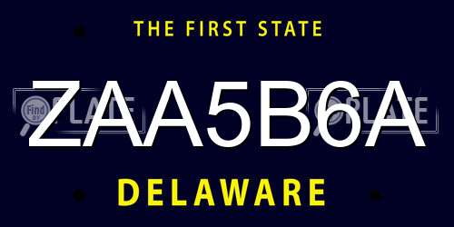 ZAA5B6A Delaware License Plate