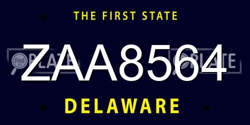 ZAA8564 Delaware License Plate