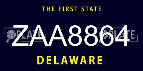 ZAA8864 Delaware License Plate