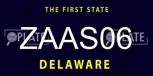 ZAAS06 Delaware License Plate