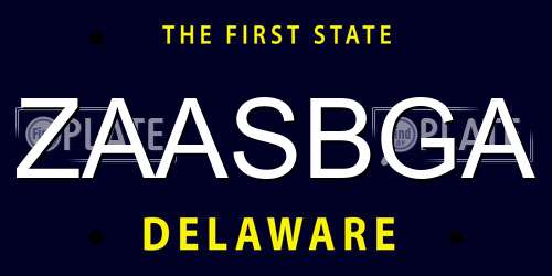ZAASBGA Delaware License Plate