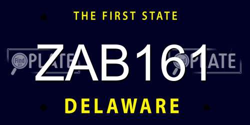 ZAB161 Delaware License Plate