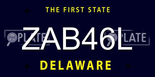 ZAB46L Delaware License Plate
