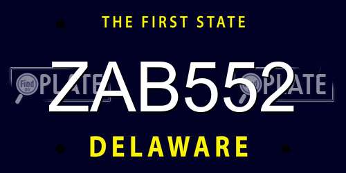 ZAB552 Delaware License Plate