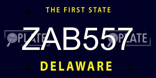 ZAB557 Delaware License Plate
