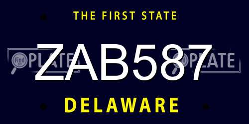 ZAB587 Delaware License Plate