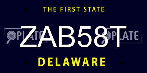 ZAB58T Delaware License Plate