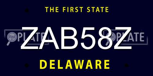 ZAB58Z Delaware License Plate