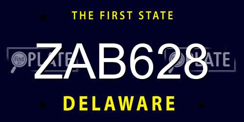 ZAB628 Delaware License Plate