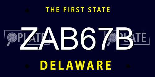 ZAB67B Delaware License Plate
