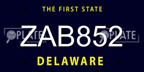 ZAB852 Delaware License Plate