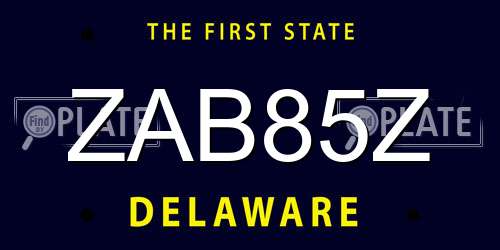 ZAB85Z Delaware License Plate