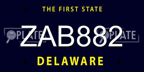 ZAB882 Delaware License Plate