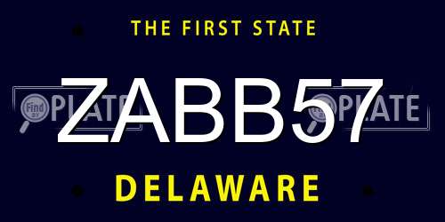 ZABB57 Delaware License Plate
