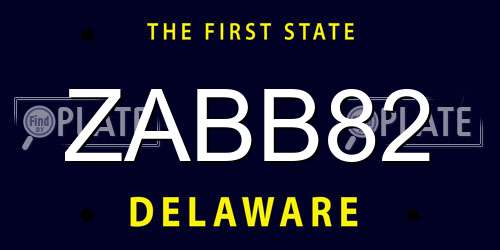 ZABB82 Delaware License Plate