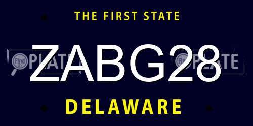 ZABG28 Delaware License Plate