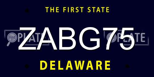 ZABG75 Delaware License Plate