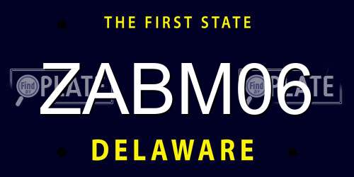 ZABM06 Delaware License Plate