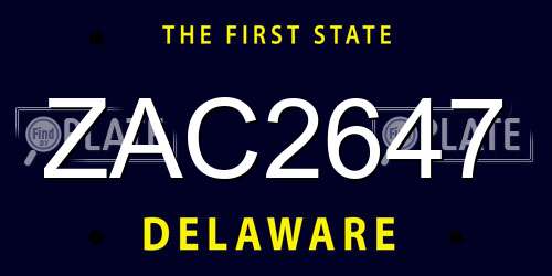 ZAC2647 Delaware License Plate