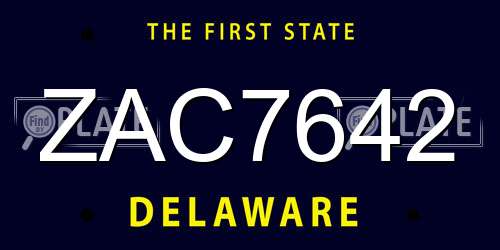 ZAC7642 Delaware License Plate