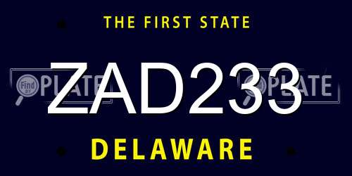 ZAD233 Delaware License Plate
