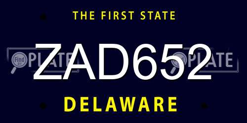 ZAD652 Delaware License Plate