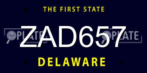 ZAD657 Delaware License Plate