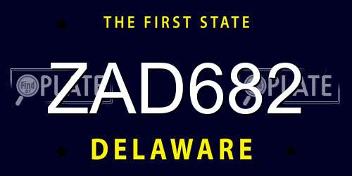 ZAD682 Delaware License Plate