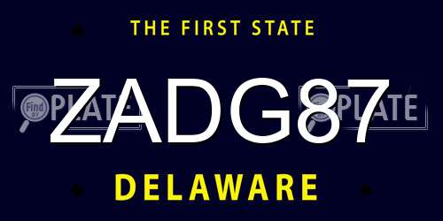 ZADG87 Delaware License Plate