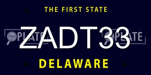 ZADT33 Delaware License Plate