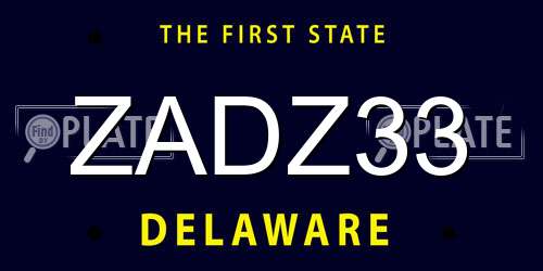 ZADZ33 Delaware License Plate