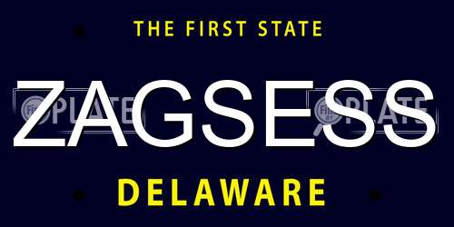 ZAGSESS Delaware License Plate