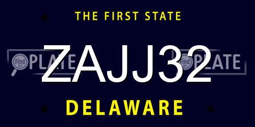 ZAJJ32 Delaware License Plate