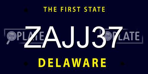 ZAJJ37 Delaware License Plate