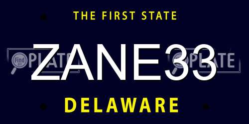 ZANE33 Delaware License Plate