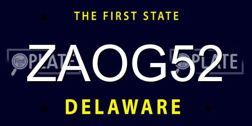 ZAOG52 Delaware License Plate