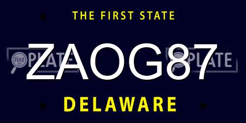 ZAOG87 Delaware License Plate