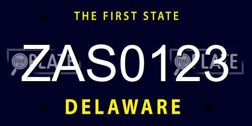 ZAS0123 Delaware License Plate