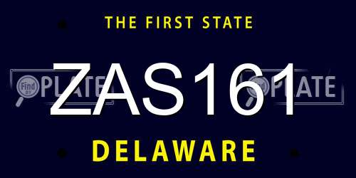 ZAS161 Delaware License Plate