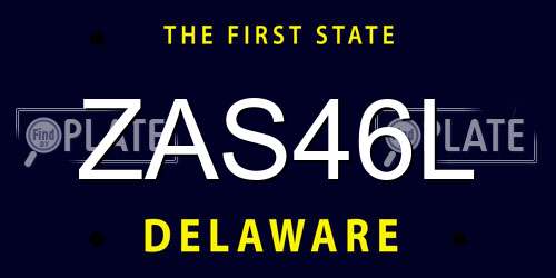 ZAS46L Delaware License Plate