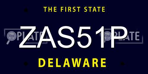 ZAS51P Delaware License Plate