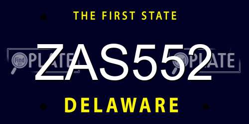 ZAS552 Delaware License Plate