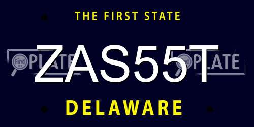 ZAS55T Delaware License Plate