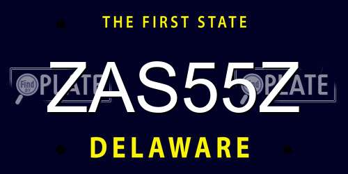 ZAS55Z Delaware License Plate