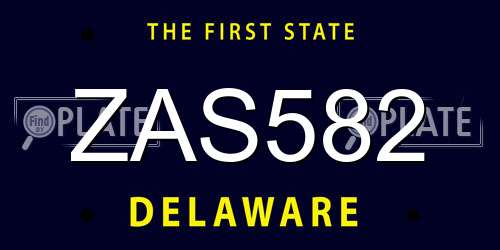 ZAS582 Delaware License Plate