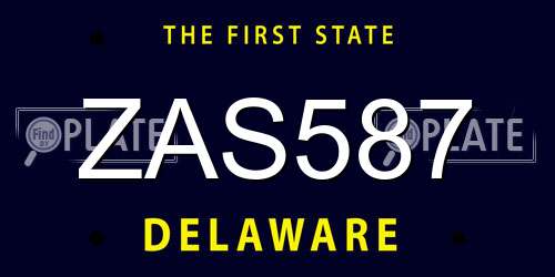 ZAS587 Delaware License Plate