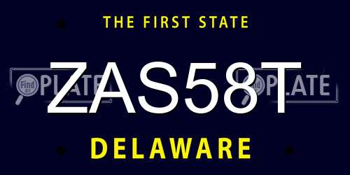 ZAS58T Delaware License Plate